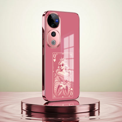 Vivo V40 Pro 5G Luxury Royal Queen Pink Electroplated Glass Phone Back Case