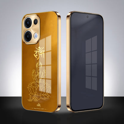 Oppo Reno 13 5G Shree Lakshmi Divine Gold Electroplated Glass Phone Back Case