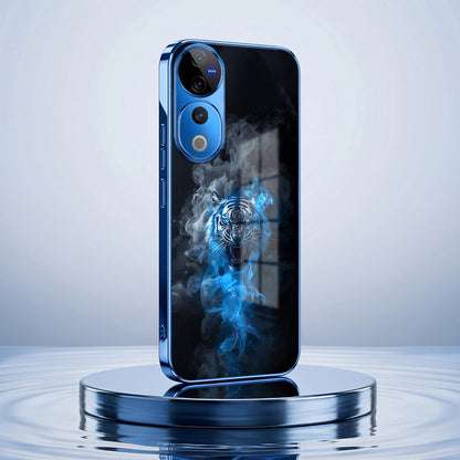 Vivo V40 Pro 5G Blue Spirit Tiger Blue Electroplated Glass Phone Back Case