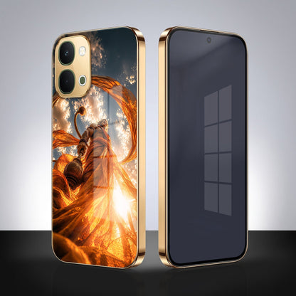 Vivo T5x 5G Divine Hanuman Gold Electroplated Glass Phone Back Case