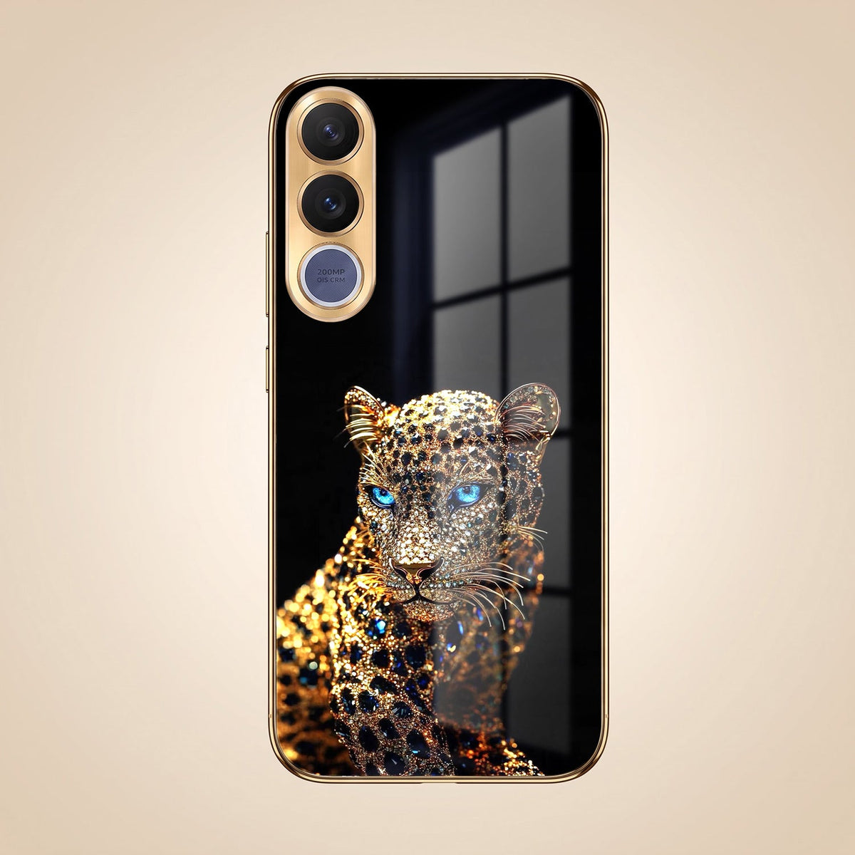 Vivo V70 FE 5G Panther Gold Electroplated Glass Phone Back Case