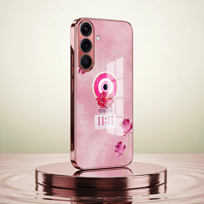 Samsung Galaxy A36 5G Luxury Radhe Radhe 11:11 Pink Electroplated Glass Phone Back Case