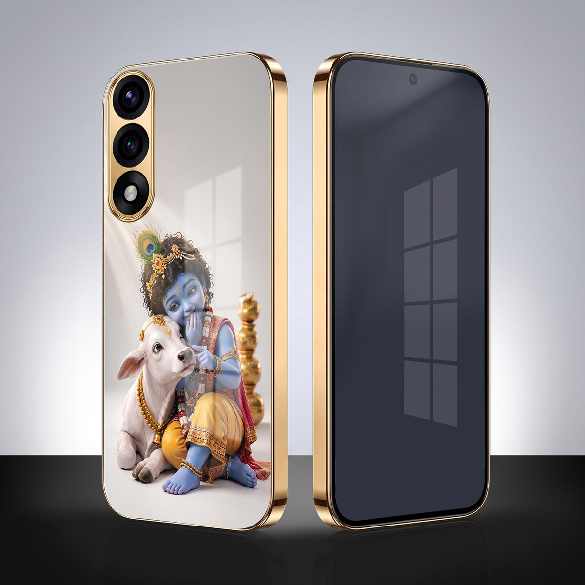 OnePlus Nord 5 5G Bal Krishna Blessings Gold Electroplated Glass Phone Back Case