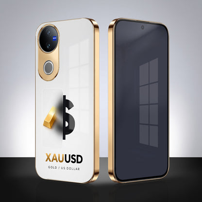 Vivo V50 5G Luxury XAU/USD Gold Electroplated Glass Phone Back Case