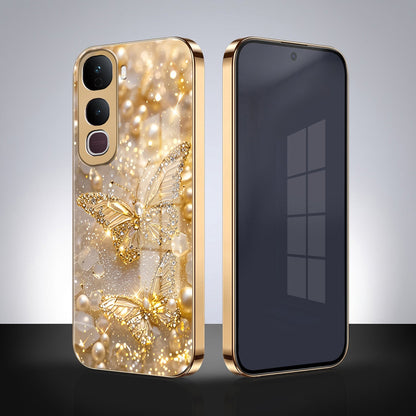 Vivo Y400 Pro 5G Golden Butterfly Gold Electroplated Glass Phone Back Case