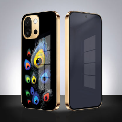 OnePlus 13s 5G Multi-Feather Peacock Gold Electroplated Glass Phone Back Case