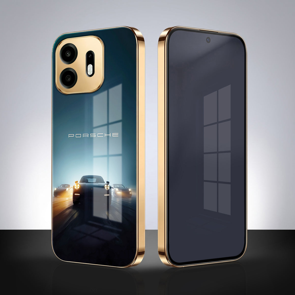 OnePlus N6 5G Porsche Luxury Gold Electroplated Glass Phone Back Case