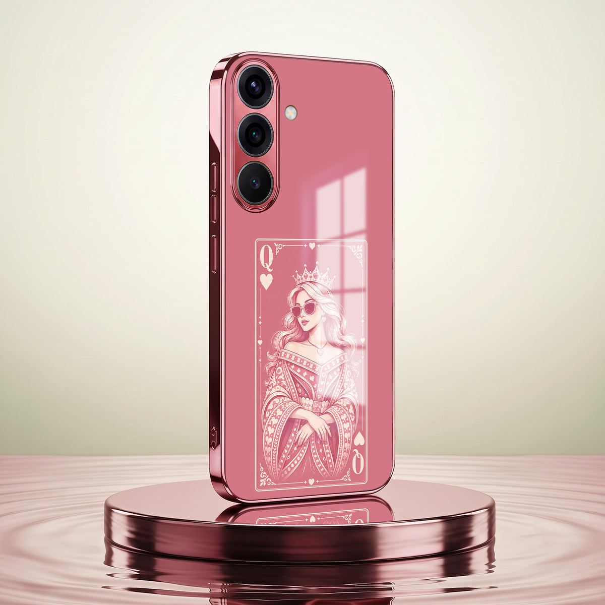 Samsung Galaxy A56 5G Luxury Royal Queen Pink Electroplated Glass Phone Back Case
