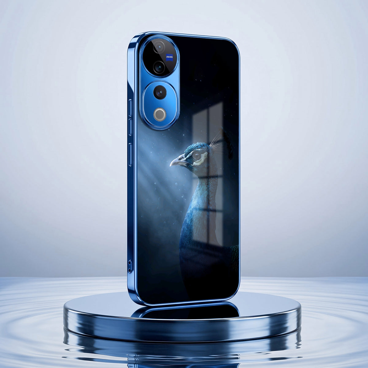 Vivo V40 Pro 5G Royal Peacock Blue Electroplated Glass Phone Back Case