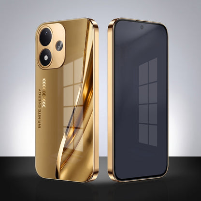 Redmi Note 17 5G Luxury Infinity Energy Gold Electroplated Glass Phone Case