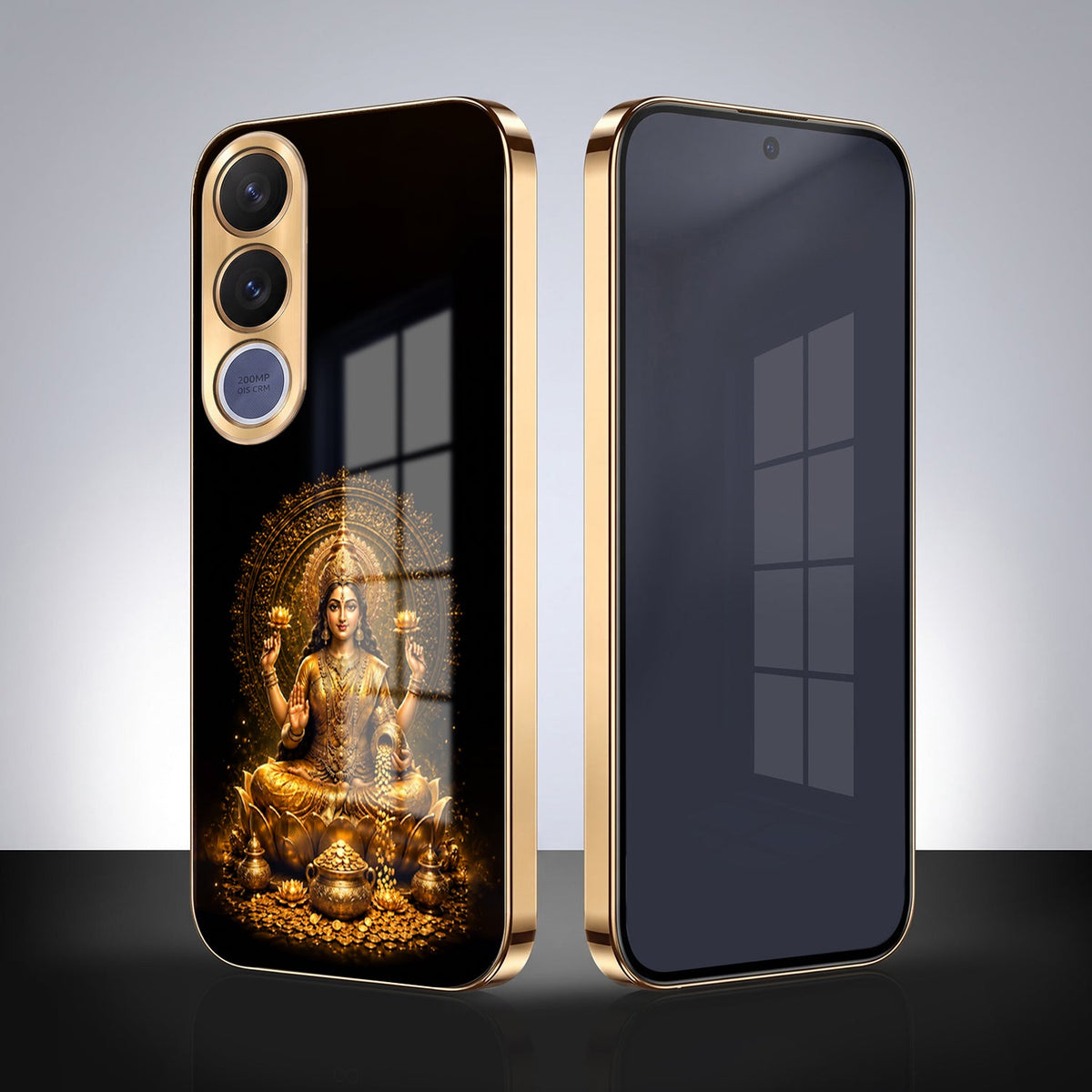Vivo V70 FE 5G Golden Maa Lakshmi Gold Electroplated Glass Phone Back Case