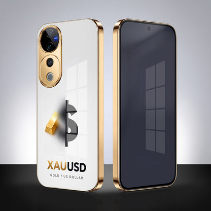 Vivo V40 Pro 5G Luxury XAU/USD Gold Electroplated Glass Phone Back Case