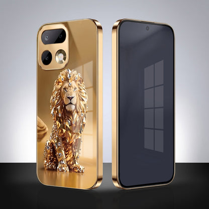 Realme 16 Pro+ 5G Luxury Lion Gold Electroplated Glass Phone Back Case