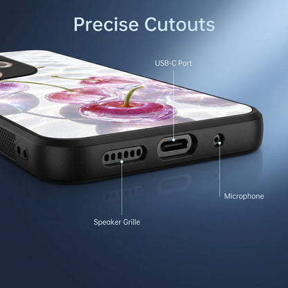 Oppo A5 Pro 5G Purple Transparent Cherry Acrylic Glass Back Case