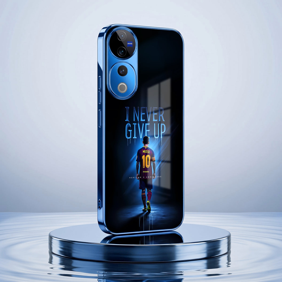 Vivo V40 Pro 5G Never Give Up Blue Electroplated Glass Phone Back Case