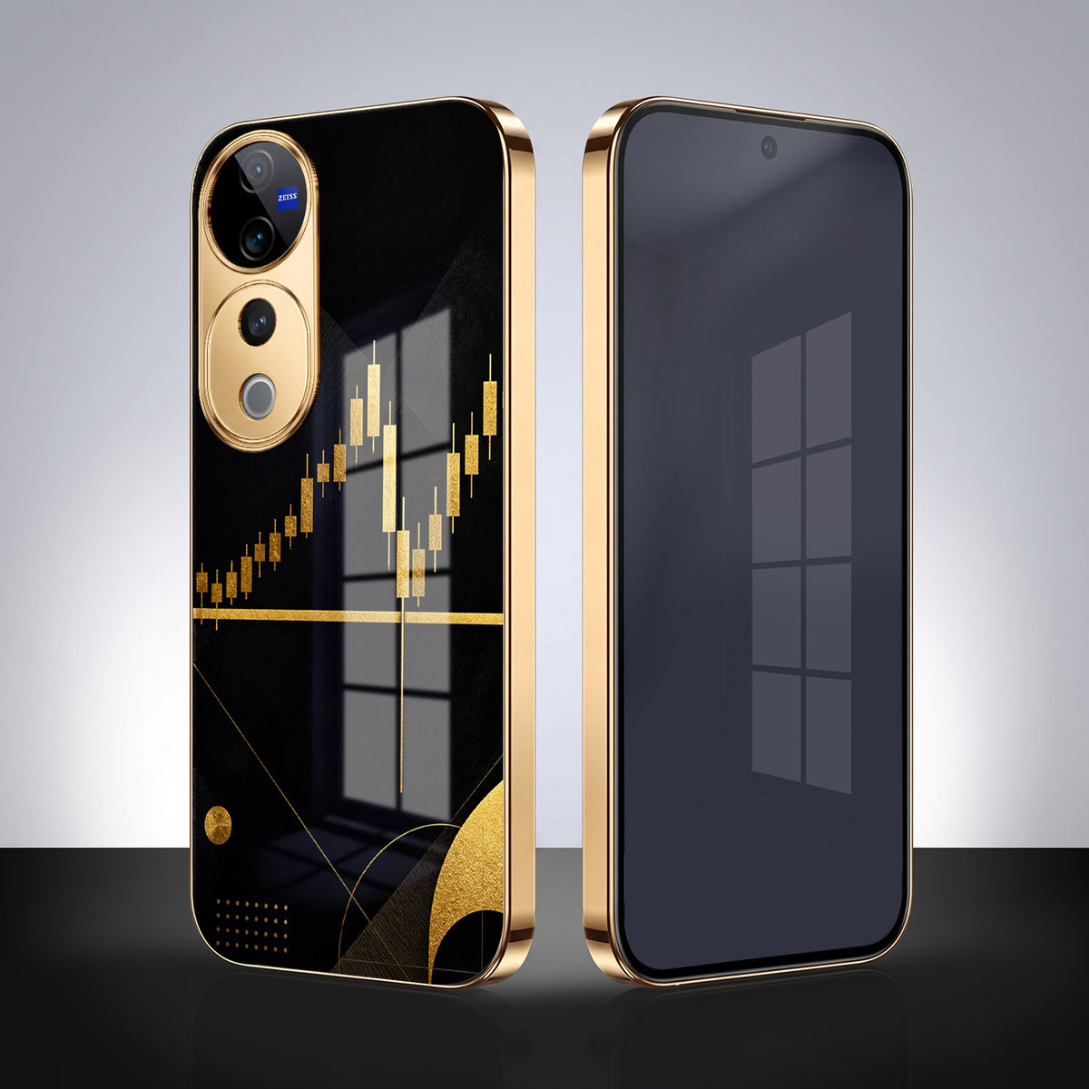 Vivo V40 Pro 5G Trading Candles Gold Electroplated Glass Phone Back Case