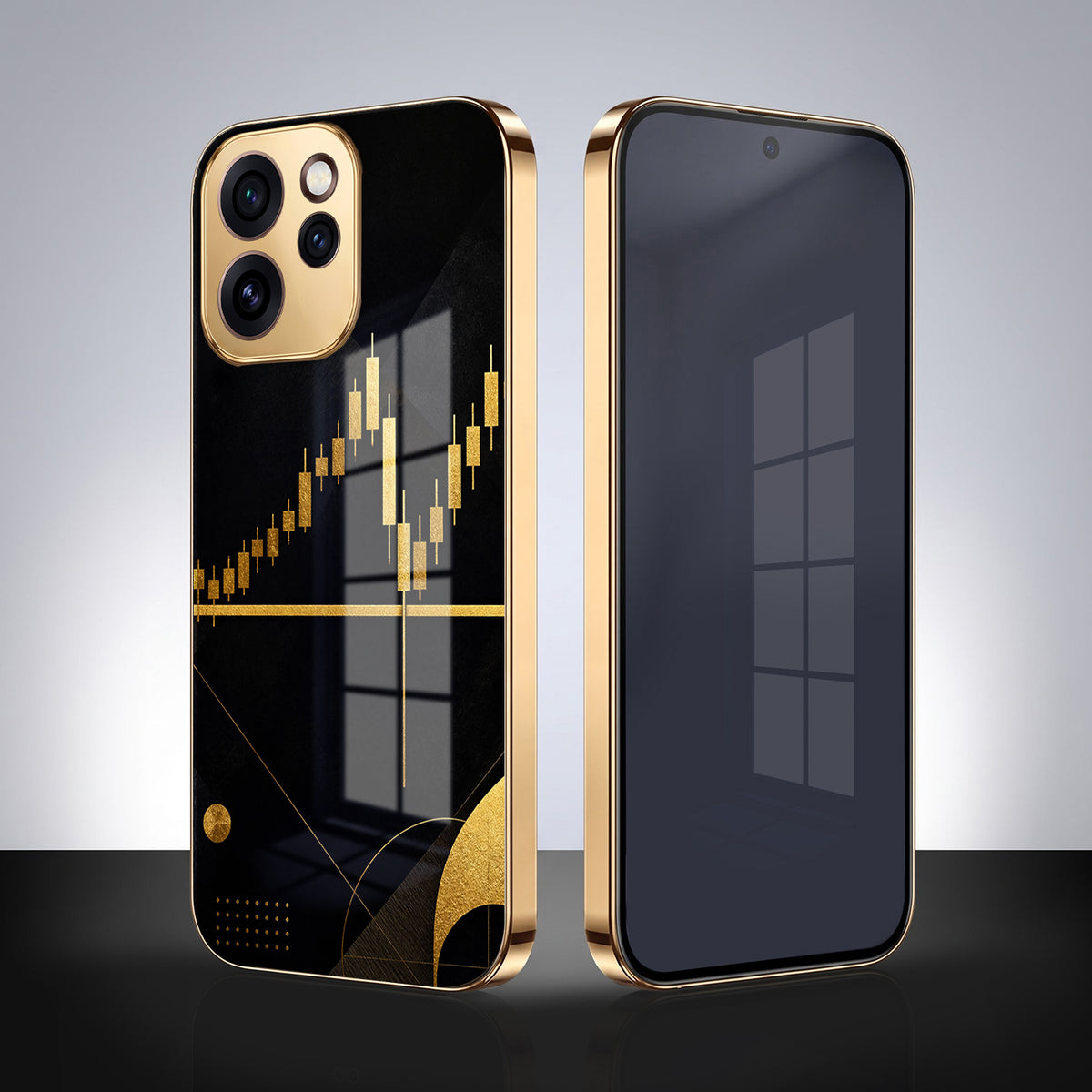 Oppo Reno 15 Pro Mini 5G Trading Candles Gold Electroplated Glass Phone Back Case