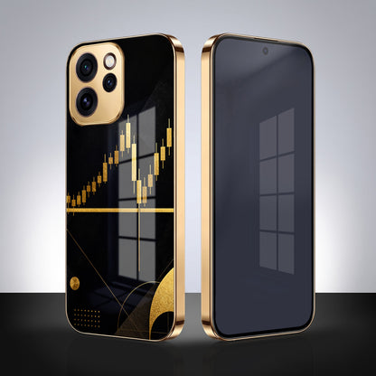Oppo Reno 15 Pro Mini 5G Trading Candles Gold Electroplated Glass Phone Back Case