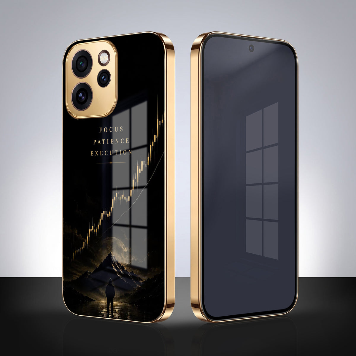 Oppo Reno 15 Pro Mini 5G Focus Gold Electroplated Glass Phone Back Case
