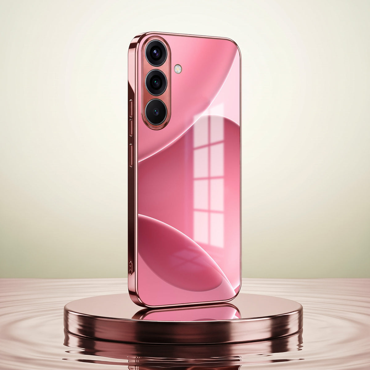 Samsung Galaxy A36 5G Luxury Glossy Wave Pink Electroplated Glass Phone Back Case