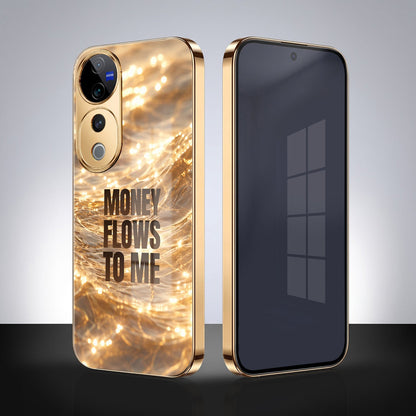 Vivo V40 Pro 5G Money Flows To Me Gold Electroplated Glass Phone Back Case