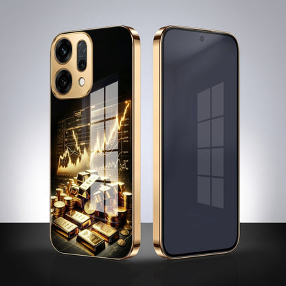 Oppo Reno 14 5G Luxury Wealth Trader Gold Electroplated Glass Case