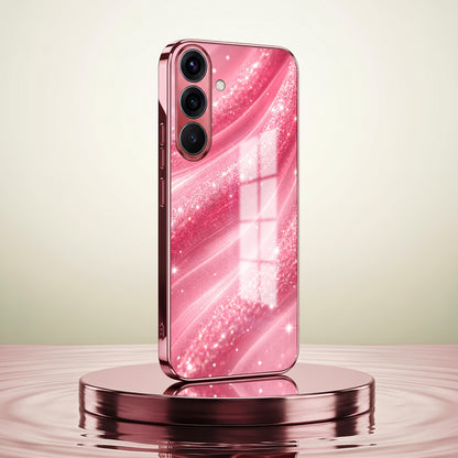 Samsung Galaxy A56 5G Luxury Glitter Wave Pink Electroplated Glass Phone Back Case