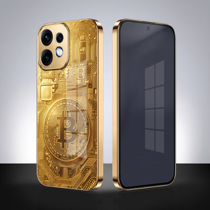 Oppo Reno 16 5G Bitcoin Gold Electroplated Glass Phone Back Case