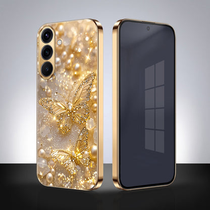 Samsung Galaxy A36 5G Golden Butterfly Gold Electroplated Glass Phone Back Case