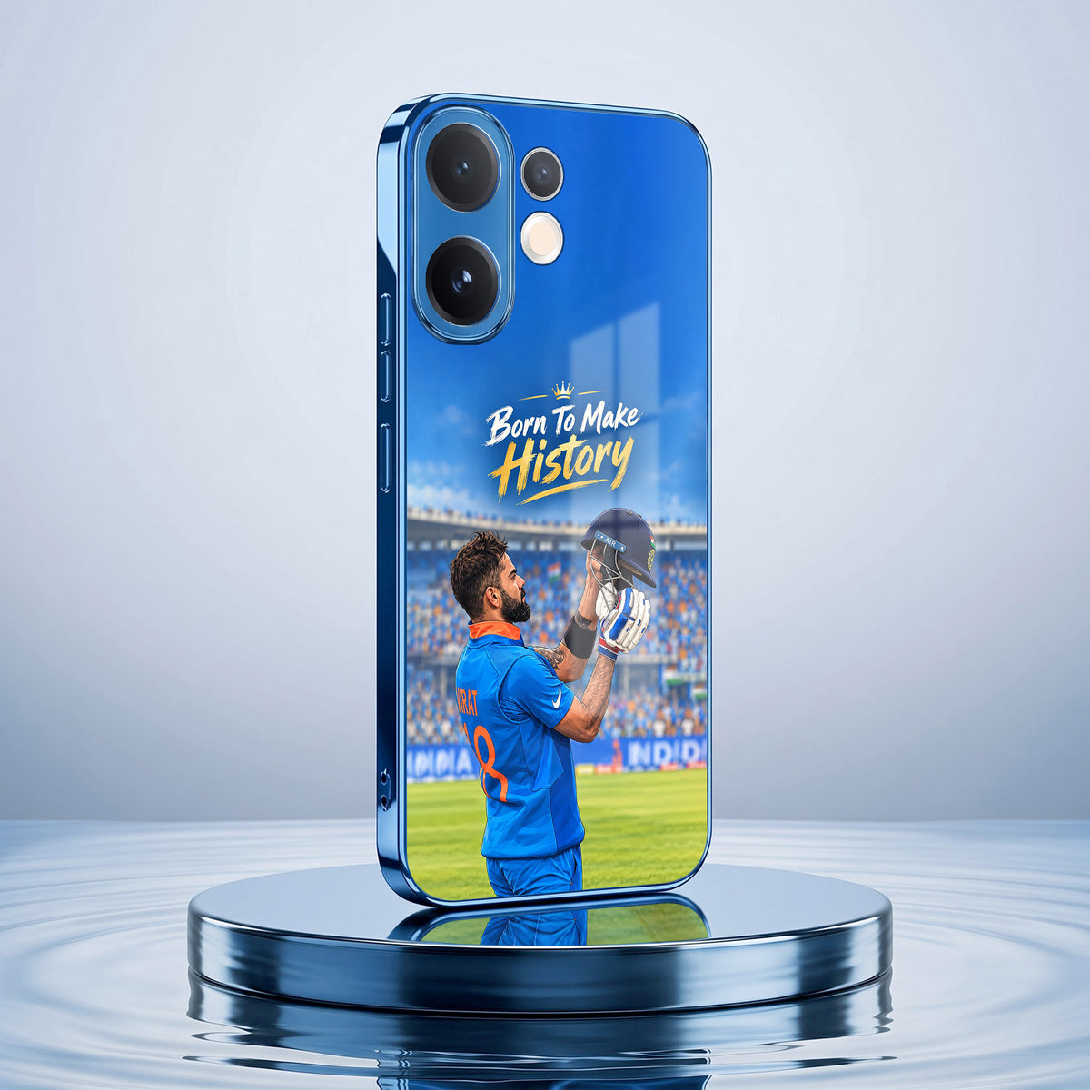 Vivo V60 5G Born TO Make History Blue Electroplated Glass Phone Back Case