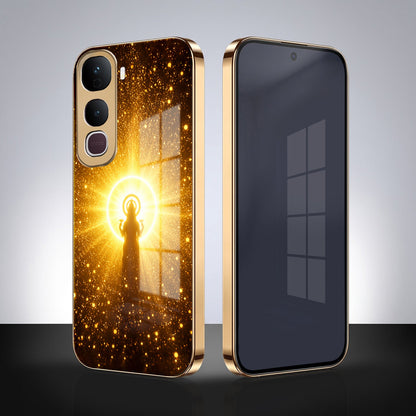 Vivo Y400 Pro 5G Lakshmi Sacred Gold Electroplated Glass Phone Back Case
