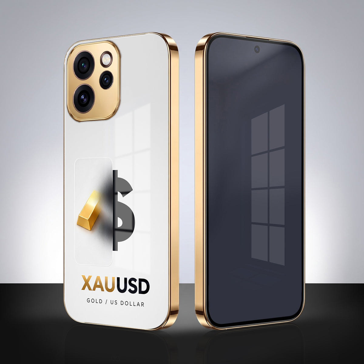 Oppo Reno 15 Pro Mini 5G Luxury XAU/USD Gold Electroplated Glass Phone Back Case