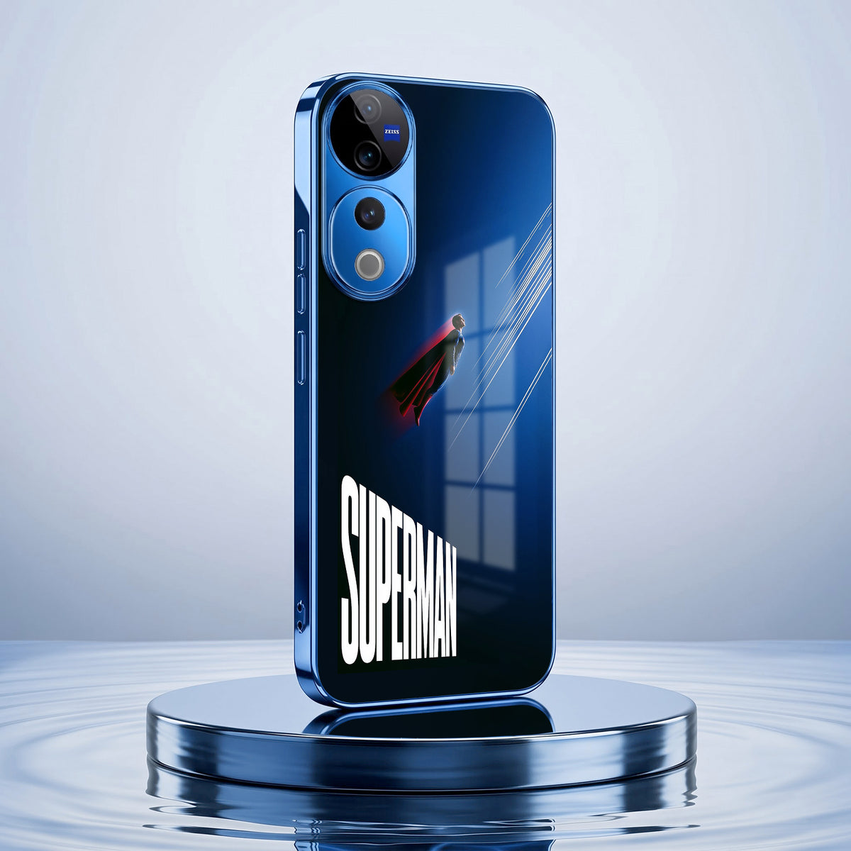 Vivo V40 Pro 5G Superman Blue Electroplated Glass Phone Back Case