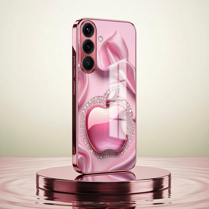 Samsung Galaxy A56 5G Luxury Apple Logo Pink Electroplated Glass Phone Back Case