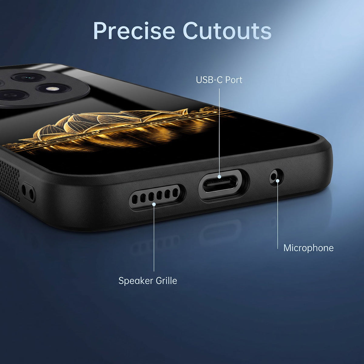 Oppo F29 Pro 5G Premium Acrylic Shockproof Glass Back Case (Golden Lotus)