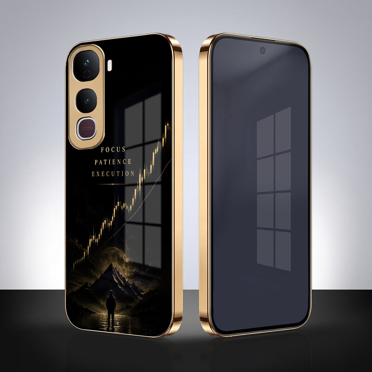 Vivo Y400 Pro 5G Focus Gold Electroplated Glass Phone Back Case