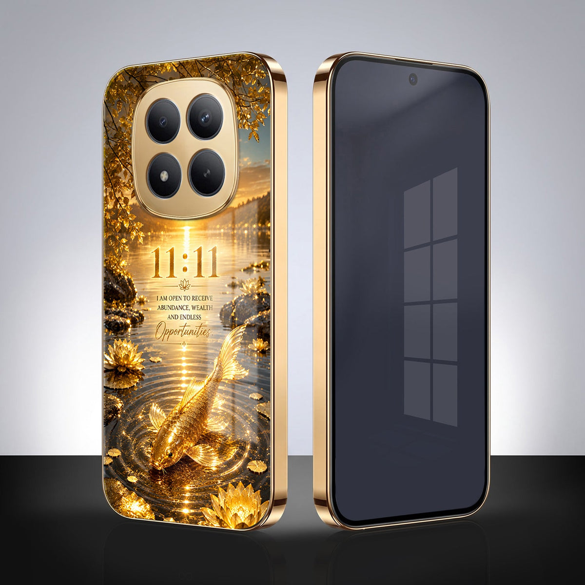 Redmi Note 15 Pro+ 5G 11:11 Manifestation Gold Electroplated Glass Phone Back Case