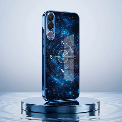 Vivo V70 FE 5G Astral Compass Blue Electroplated Glass Phone Back Case