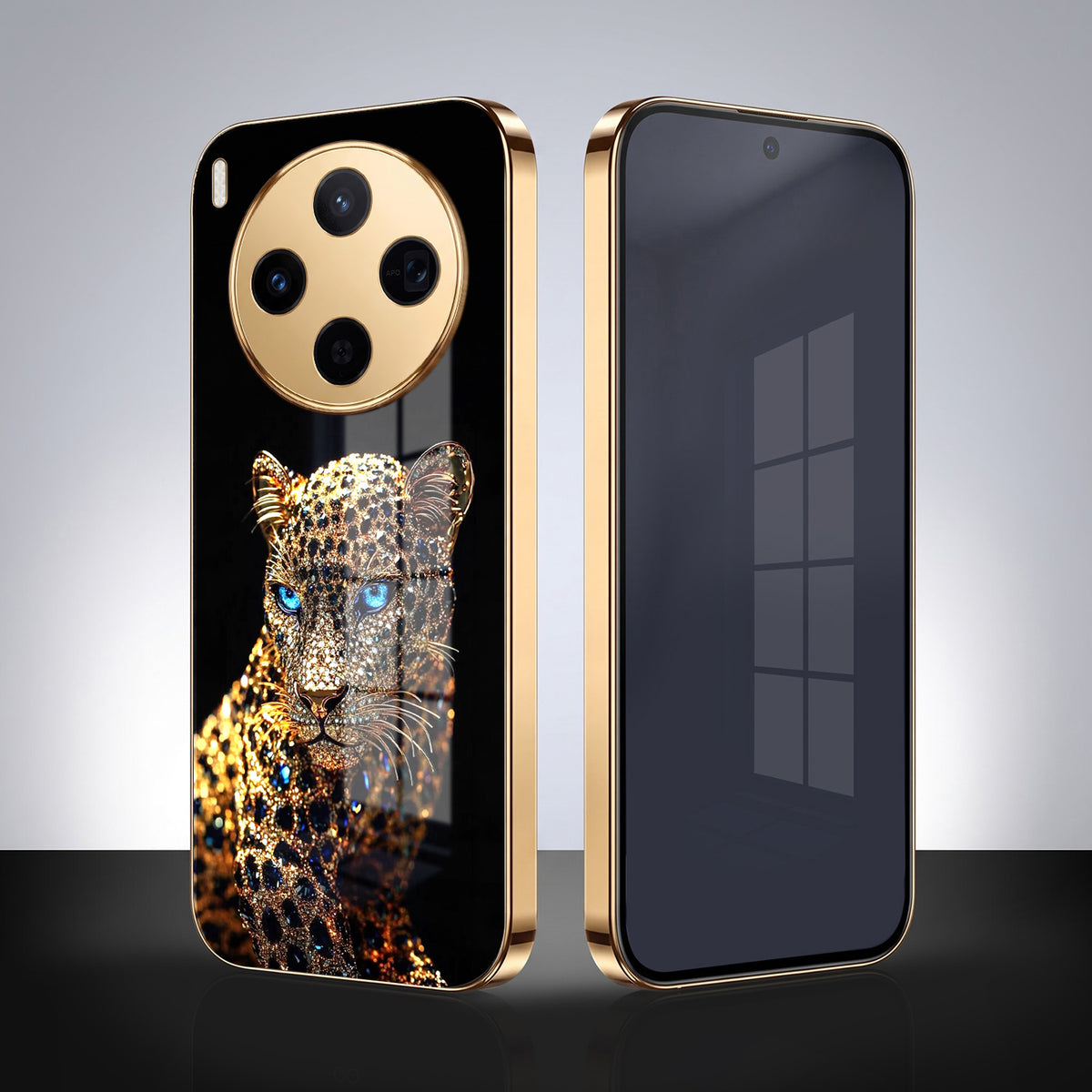 Vivo X300 5G Panther Gold Electroplated Glass Phone Back Case