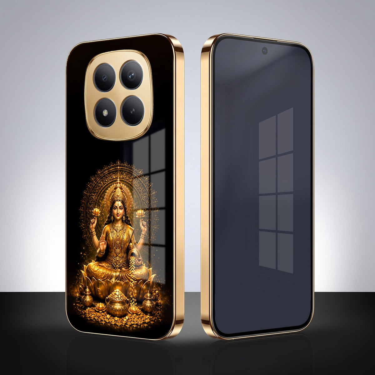 Redmi Note 15 Pro+ 5G Golden Maa Lakshmi Gold Electroplated Glass Phone Back Case