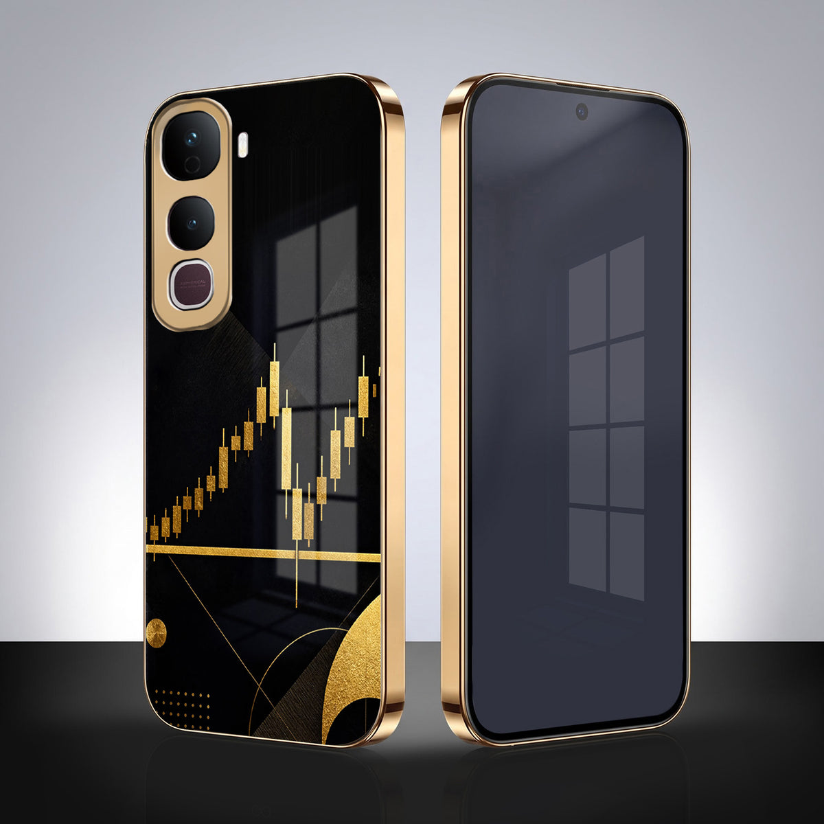 Vivo Y400 Pro 5G Trading Candles Gold Electroplated Glass Phone Back Case