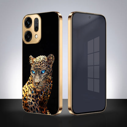 Oppo Reno 14 5G Panther Gold Electroplated Glass Phone Back Case