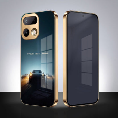 Realme 16 Pro+ 5G Porsche Luxury Gold Electroplated Glass Phone Back Case