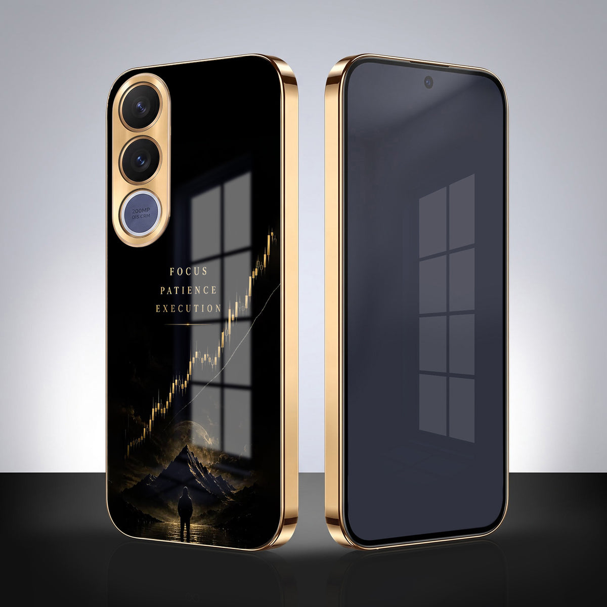 Vivo V70 FE 5G Focus Gold Electroplated Glass Phone Back Case