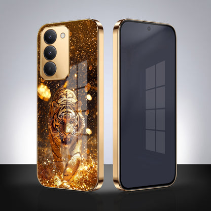 Redmi 15 5G Luxury Tiger Gold Electroplated Glass Phone Back Case