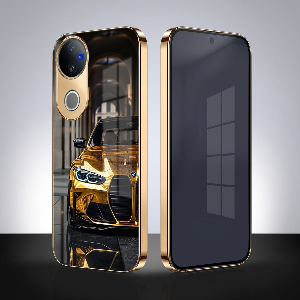 Vivo V50 5G Golden BMW Gold Electroplated Glass Phone Back Case