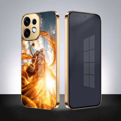 Oppo Reno 16 5G Divine Hanuman Gold Electroplated Glass Phone Back Case
