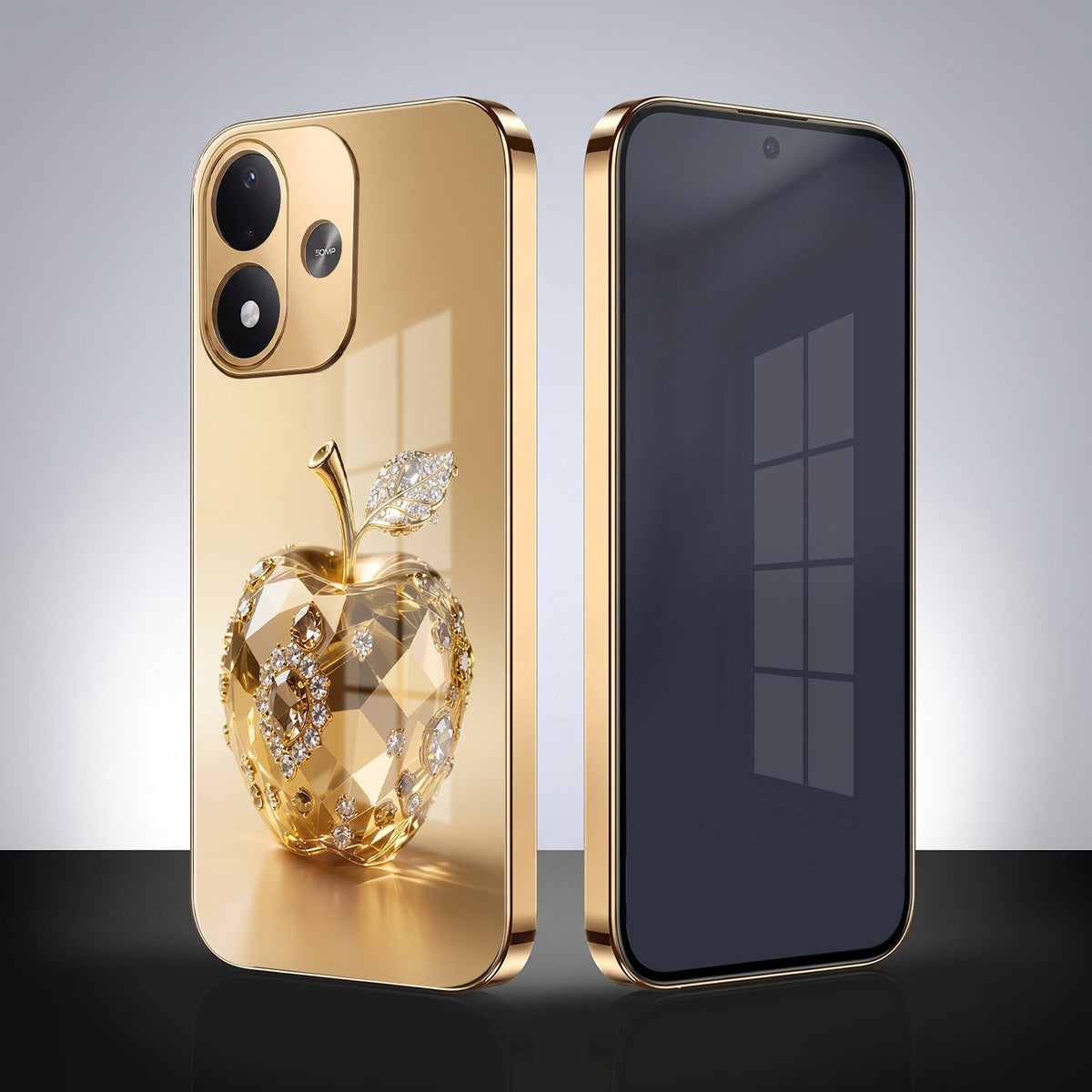 Redmi Note 17 5G Golden Apple Gold Electroplated Glass Phone Back Case