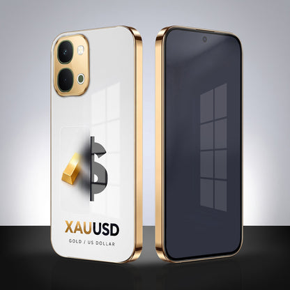 Vivo T5X 5G Luxury XAU/USD Gold Electroplated Glass Phone Back Case