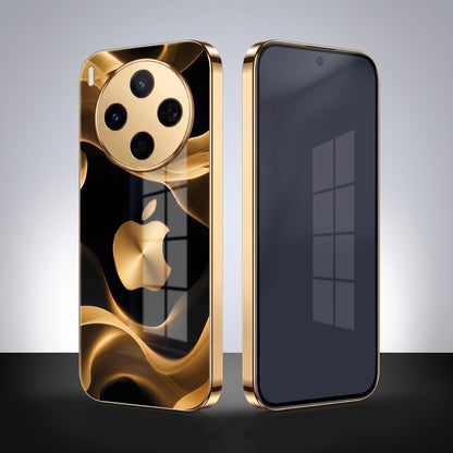 Vivo X300 5G Luxury Wave Gold Electroplated Glass Phone Back Case